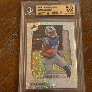 2023 Prizm Flashback Rookie Jahmyr Gibbs No Huddle #7 BGS 9.5